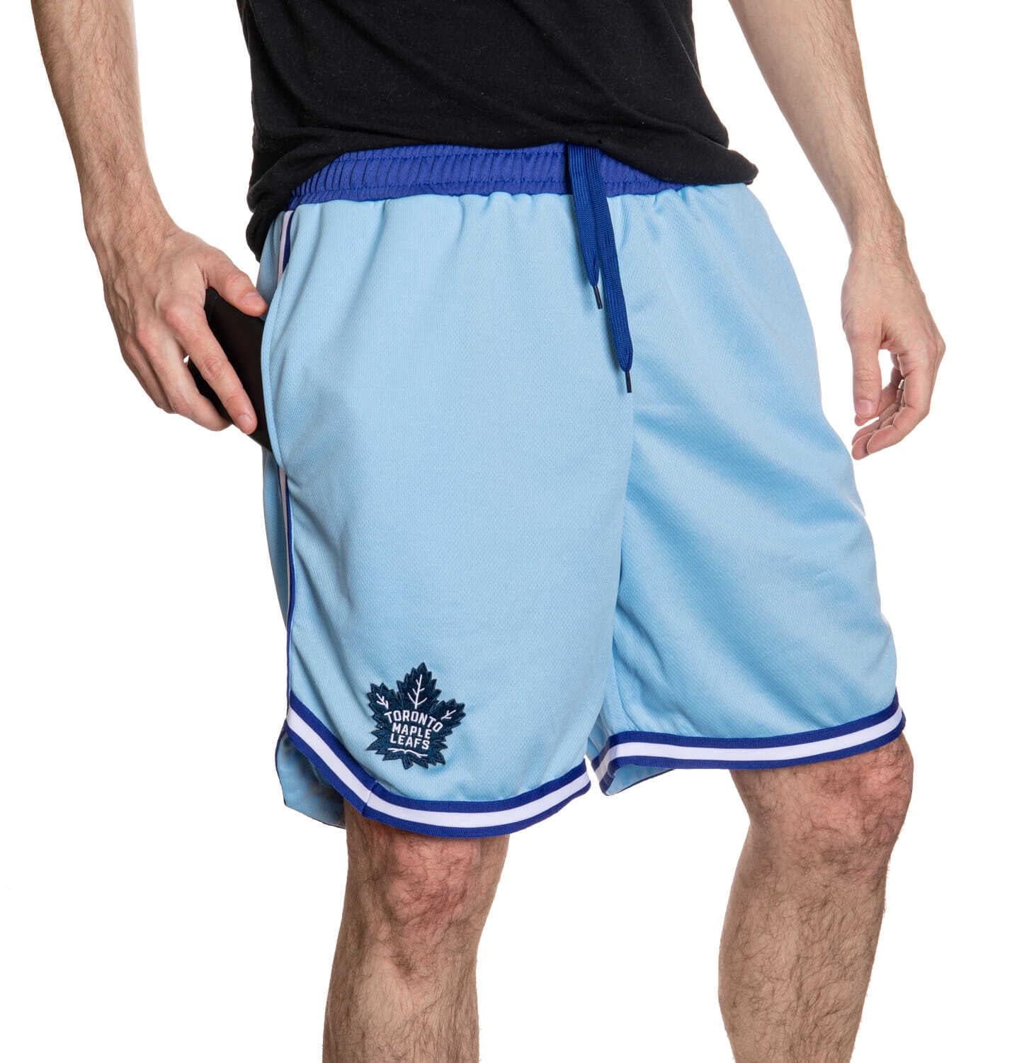 Maple Leafs de Toronto Shorts en Maille Aérée 2 Tons pour Hommes Doublés avec Poches
