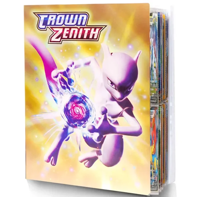 Card Binder for Trading Cards, Trading Card Binder, Collector Album with a vibrant Crown Zenith design featuring a dynamic character illustration on the cover. This 4-pocket binder holds up to 240 cards, with 30 pages made of durable, waterproof PP material. Compact and lightweight, ideal for collectors to organize and protect trading cards from dust, sunlight, and damage.