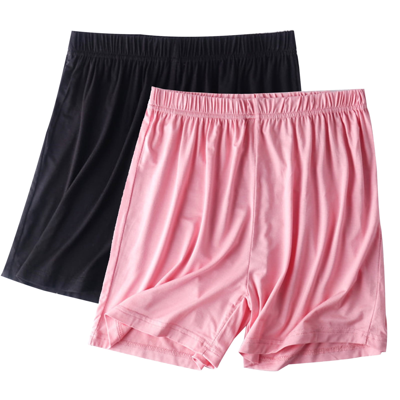 Diufon 2pc Womens Plus Size Shorts Solid Color Lounge Shorts Elastic Waist Homewear Shorts