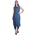 thumbnail image 1 of Moomaya Kurta Sans Manches à Col Peter Pan avec Pantalon Ensemble Ethnique 2 Pcs pour Femmes, 1 of 6