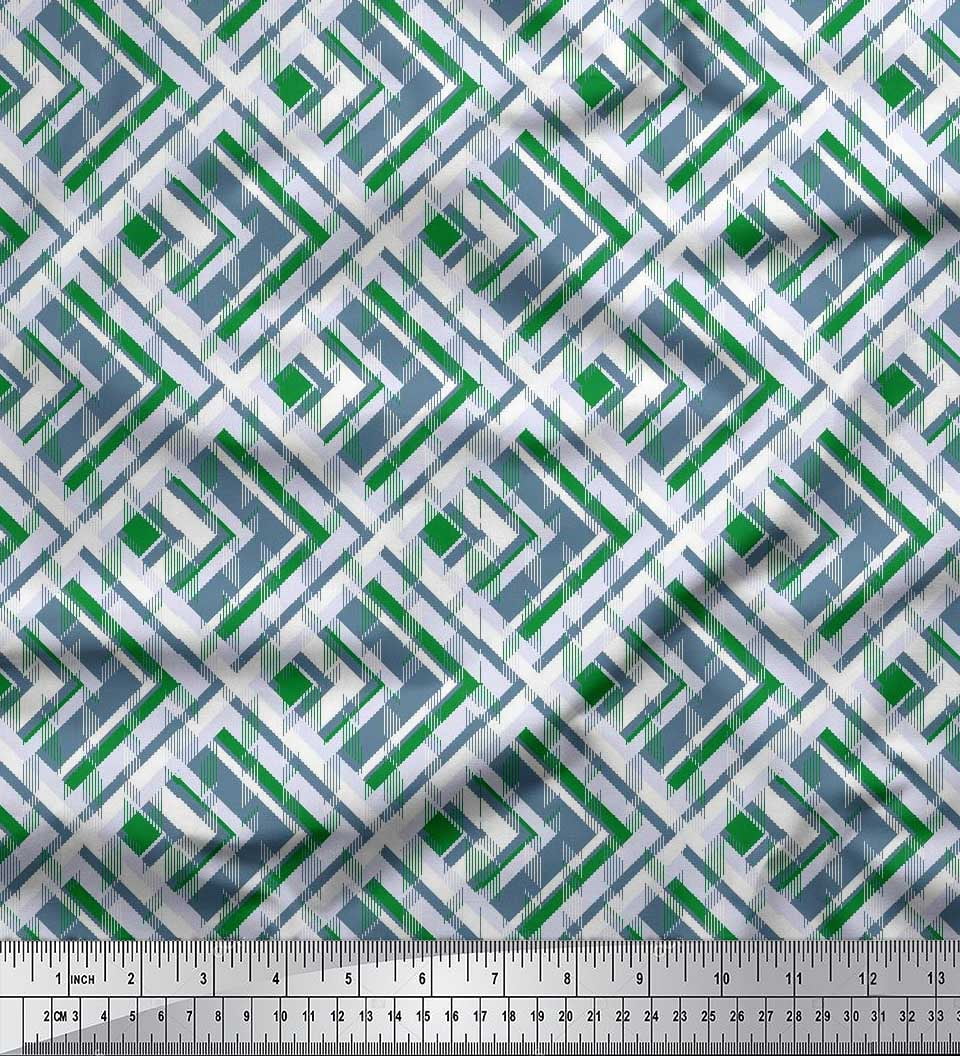 Soimoi Cotton Voile Fabric Diagonal Check Print Fabric by Yard 42 Inch Wide