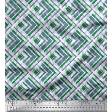 Soimoi Modal Satin Fabric Diagonal Check Fabric Prints by Yard 42 Inch Wide