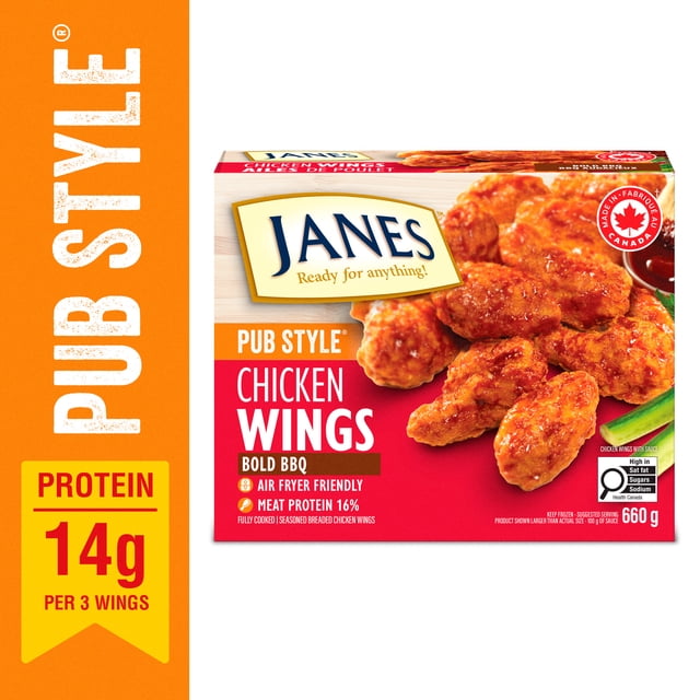 Janes® Pub Style Wings, Bold BBQ, 660g, Frozen Chicken Wings
