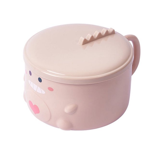 Stainless Steel Bowl Plastic Shell Ramen Bowl Large Capacity Soup Bowls Multipurpose Bowl For Home Cartoon Dinosaur Noodle Bowl Stainless Steel Inner Bowl With Handle And Lid For