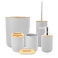 thumbnail image 1 of Accessoires de salle de bain 6 pièces/ensemble ménage salle de bain boîte à savon porte-brosse à dents porte-gobelet de rinçage bouteille de lotion accessoires kit gris, 1 of 14