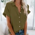 thumbnail image 2 of Timegard Womens Tops Button down Short Sleeve Lapel V-Neck Top Summer Casual Shirts with Pockets Blouse, 2 of 6