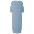 thumbnail image 3 of Innerwin Robe Midi Unie Robes pour Femmes Plage Col Rond Confortable Bleu Clair 4TG, 3 of 4