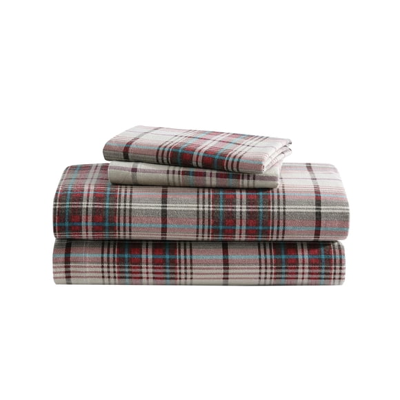 Eddie Bauer - Flannel Sheets Queen Size, Anti-Pilling & Wrinkle Resistant Cotton, Touchably Soft for All-Season Comfort - Bed Sheets with Matching Pillowcases & Fitted S