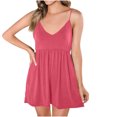 thumbnail image 1 of Yuyuzo Combinaisons pour Femmes Bretelles Spaghetti Réglables Combinaisons Sans Manches Col en V Profond Shorts Larges Été, 1 of 7