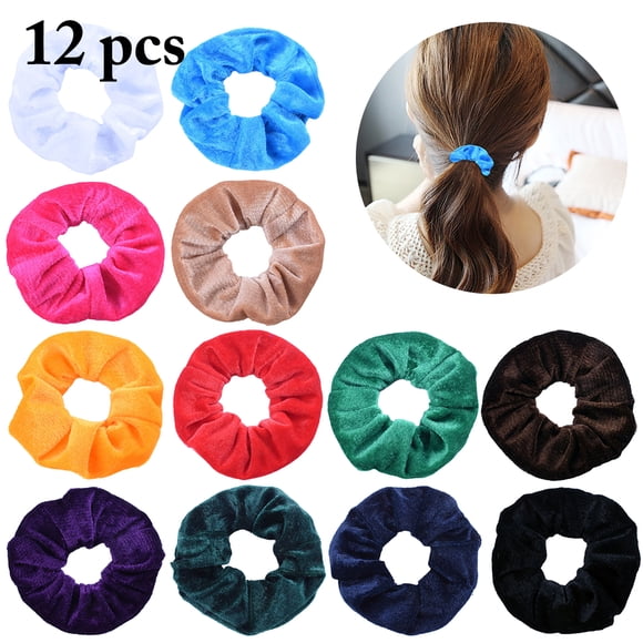 12PCS Hair Scrunchies Elastic Assorted Color Hair Ties Ponytail Holder for Women Girls