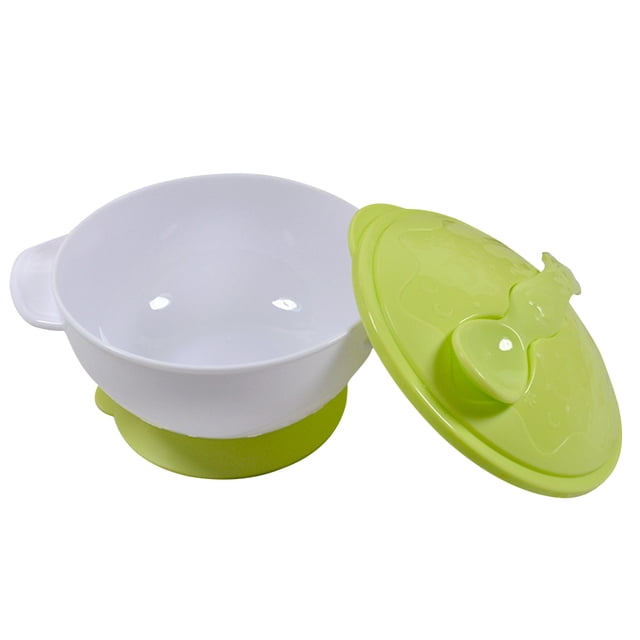 Suction Baby Bowls with Spoon Toddler Kids Spill Proof Solid Feeding Set(Green)