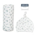 thumbnail image 1 of Lulujo Baby Hello World Newborn Bamboo Hat and Swaddle Blanket Set, 1 of 6