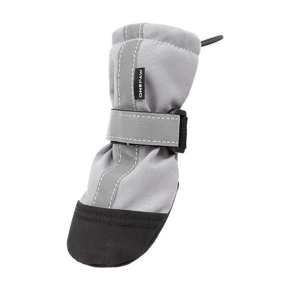 Refurbished One Paw Soft Shell Dog Boots, Plush-Lined, Lightweight Rubber Sole with Anti-Slip Grip, Reflective Detailing, Grey, KATUF15671