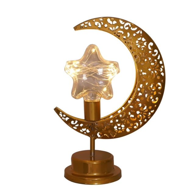Muslim Moon Lamp Ramadan Lanterns For Table Mini Iron Mid Cordless Romantic Decoration