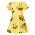 thumbnail image 5 of Robe Décontractée à Manches Courtes pour Fille, Jaune, à Fleurs, Mignonne, Imprimée, 5 of 5