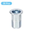thumbnail image 3 of Unique Bargains M8 Rivet Nuts, 50 Pack Zinc Plated Carbon Steel Knurled Flat Head Threaded Insert Nuts, 3 of 5