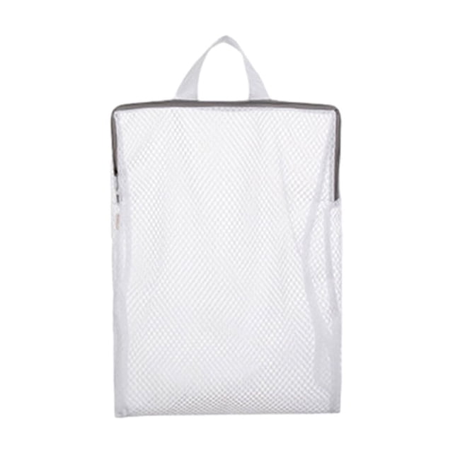 EGNMCR Sacs à Linge en Filet pour Délicats, Faits de 100 % polyester de Couleur Blanche. le Sac Mesure 20x30 cm (7,87x11,81 Po) et Présente une construction en Filet durable avec une Boucle de Suspension pour un Rangement Facile. Il Comprend une Fermeture Éclair de Qualité avec Verrouillage Automatique et protection Intelligente à Fermeture Éclair pour Empêcher l'Ouverture pendant le Lavage Ou le Séchage. Convient pour Laver des Vêtements, des sous-Vêtements, des Chaussettes et d'Autres Délicats, et Peut Aussi Être Utilisé pour Organiser de Petits Articles comme des Jouets Ou du Maquillage. Léger à 36 g (