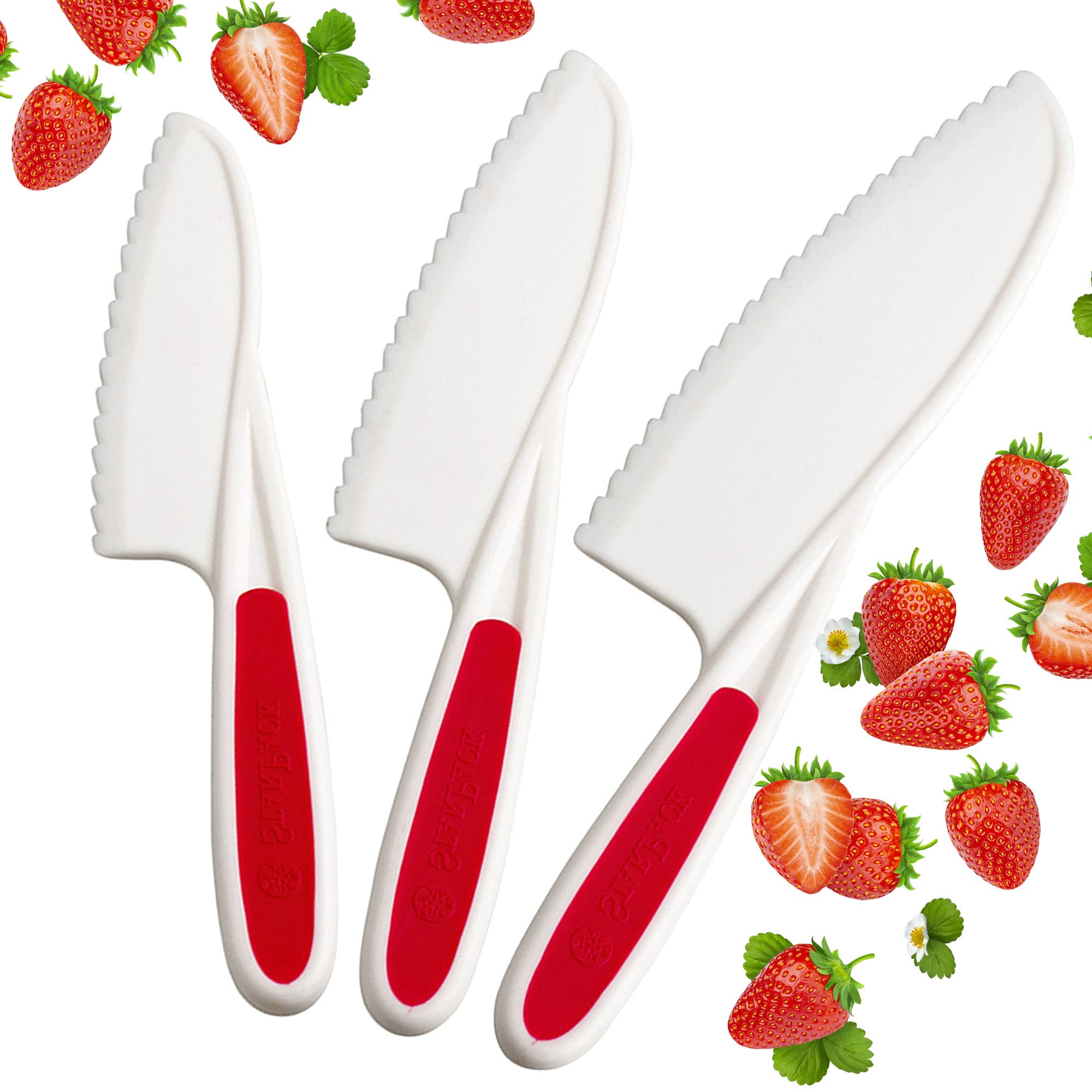 Kids Knife Set of 3 - Toddler Knife Set for Real Cooking - Montessori Knife for BPA-Free Nylon Knife For Kids - Serrated Edges
