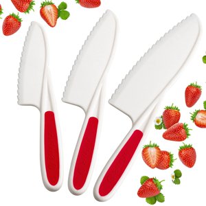 Couteau pour enfants 3 - Ensemble de couteaux pour la vraie cuisine - Couteau Montessori pour couteau en nylon sans BPA pour enfants - Bords déraillés