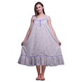 thumbnail image 1 of Bimba Robe de Nuit Mi-Mollet pour Femmes en Coton Imprimé Sans Manches à Rayures Feuilles et Floral Violet Moyen3 Robe Maxi Petite, 1 of 6