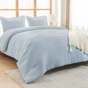 Hitime Ultra Soft Beige Queen Size Comforter Set 3 Pieces Gentle Down Alternative Bedding 1 Lightweight Comforter and 2 Pillowcases