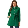 thumbnail image 1 of INSPIRE CHIC Manteau Long Trench Élégant d'Hiver pour Femme à Col à Revers Vert TP, 1 of 6