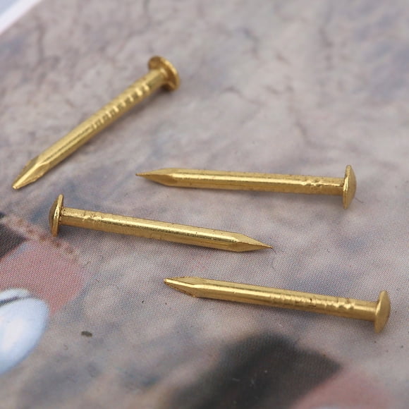 100Pcs Round Head Nail,Brazen Brass Vintage DIY Craft Fastener Installation Accessories for DIY Crafts Box Decoration