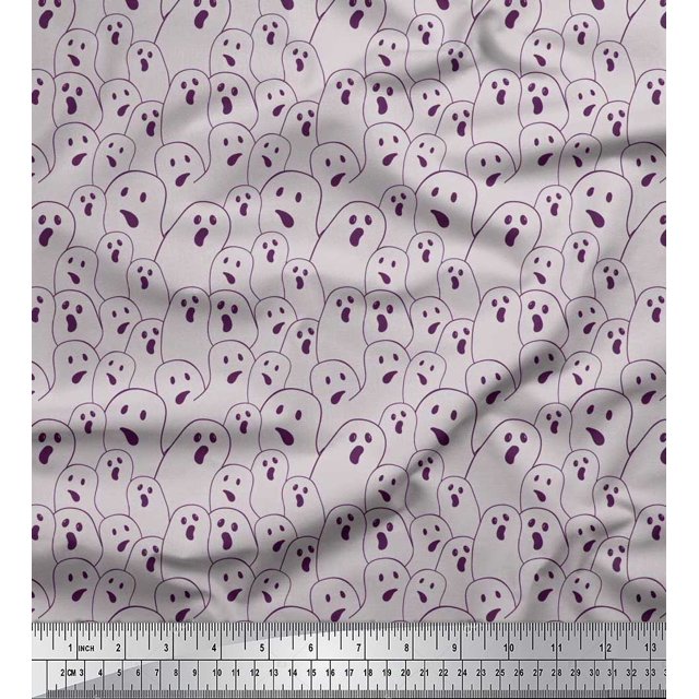 Soimoi Rayon Fabric Ghost Halloween Decor Fabric Printed Yard 56 Inch Wide