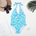 thumbnail image 2 of MIASHUI Big Kids Girls Swimsuit Hanging Neck Triangle Swimsuit Milk Leopard Pattern One Piece Blue,14-15 Years, 2 of 9