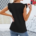 thumbnail image 4 of Timegard Womens Summer Tops Ruffle Cap Sleeve V-Neck Solid Color Comfy Lightweight Blouse Casual Loose Tops, 4 of 5