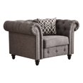 thumbnail image 1 of ACME Aurelia Chaise avec 1 Oreiller en Lin Gris, 1 of 4