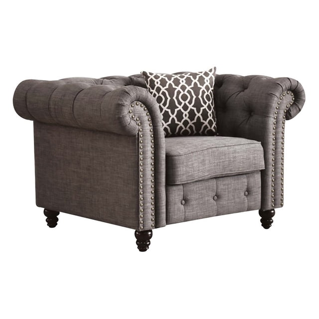 ACME Aurelia Chaise avec 1 Oreiller en Lin Gris
