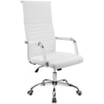 thumbnail image 1 of Leather Office Desk Chair, High back Ribbed Executive Modern Conference Room Chairs with Arms Task Chair Adjustable Swivel Chair for Home Office, White, 1 of 7