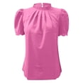thumbnail image 5 of WEIYLL Womens Tshirt Solid Temperament Loose Short Sleeve Mock Neck Ruffles Pink Tees Sizes XL, 5 of 5