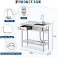 thumbnail image 4 of OUYAWEI Freestanding Stainless Steel Utility Sink with Workbench,Left Drawer,Commercial Kitchen Sink with Faucet,Hot & Cold Water,Storage Shelf,S-Hook,Knife Holder,Adjustable Leg for Indoor Outdoor, 4 of 7
