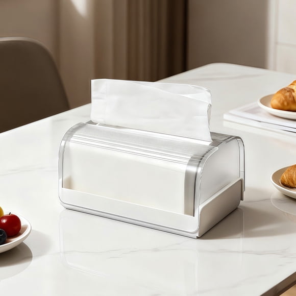 Rectangular Plastic Tissue Box Cover Holder, 7.08x4.72x3.54in, for Facial Tissues, Bathroom Kitchen Living Room Desk Countertop Storage Organizer