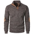 thumbnail image 3 of Fengqque Men's Fall Standing Collar Hooded Sweatshirt Jacket Knit Color Blocking Button Hooded Sweatshirt Coffee 14(XXXL), 3 of 4