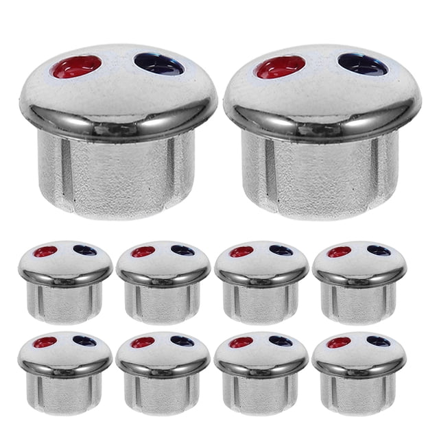 10pcs Faucet Handle Labels Hot Cold Water Markers Easy Install Hot and Cold Water Indicator Buttons for Kitchen Bathroom Faucet Replacement Labels for Hotels Schools Restaurants