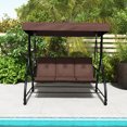 thumbnail image 1 of Costway 3-Seat Outdoor Converting Patio Swing Glider Adjustable Canopy Porch Swing Coffee, 1 of 10