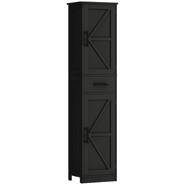 HOMCOM 67" Tall Bathroom Storage Cabinet Narrow Bathroom Cabinet Black