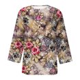 thumbnail image 4 of Birdeem Blouse Mode Femme Manches Trois-Quarts Col en V Imprimé de Pâques Ample, 4 of 5