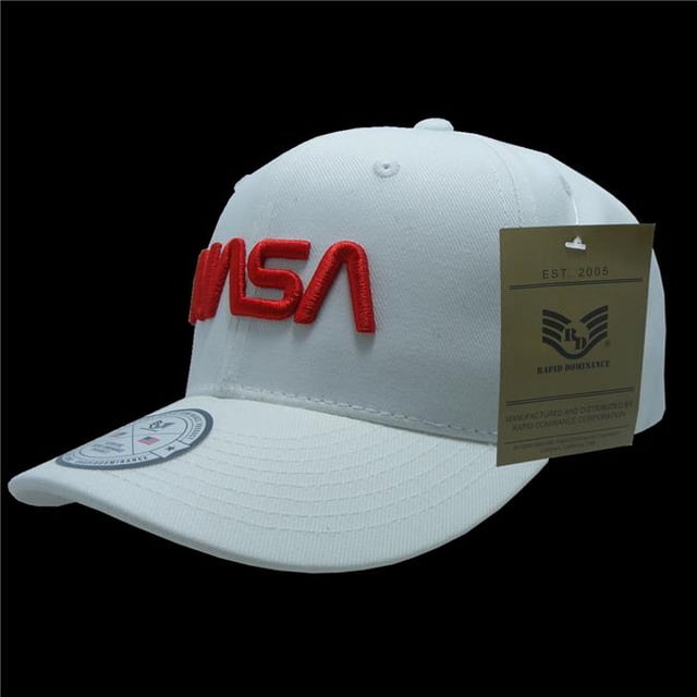 Rapid Dominance NAS5-WO-WHT Worm NASA Deluxe Cap, White - One Size