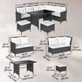 thumbnail image 3 of Outsunny 6pcs Rattan Outdoor Lounge Dining Table, 3 of 10