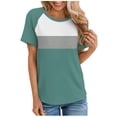 thumbnail image 2 of Aubaines du Jour Liquidation Iumwxz Tunique T-Shirt Raglan Coupe Ample Hauts pour Femmes Tunique à Blocs de Couleur Imprimée Hauts Tunique Manches Courtes Col Rond Hauts Tunique pour Dames Aubaines du Jour Aller à l'École, 2 of 5