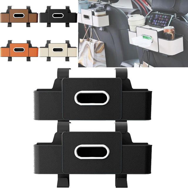 Car Organizers and Storage Box, 4 In 1 Multifunctional Car Organizers and Storage Back Seat for Hold Phone, Drinks, Handbag, Universal Fit for Suv/Sedan (2*Black)