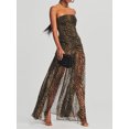 thumbnail image 2 of Faithtur Femmes Tube Top Robe Slim Bustier Dos Sans Maille Patchwork Tropical Léopard Imprimé Haute Fente Longue Robe pour Soirée Club Nuit, 2 of 9