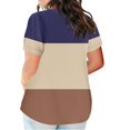 thumbnail image 3 of Timegard Plus Size Top for Women Notched V Neck Drop Shoulder Color Block Short Sleeve Casual Blouse, 3 of 5