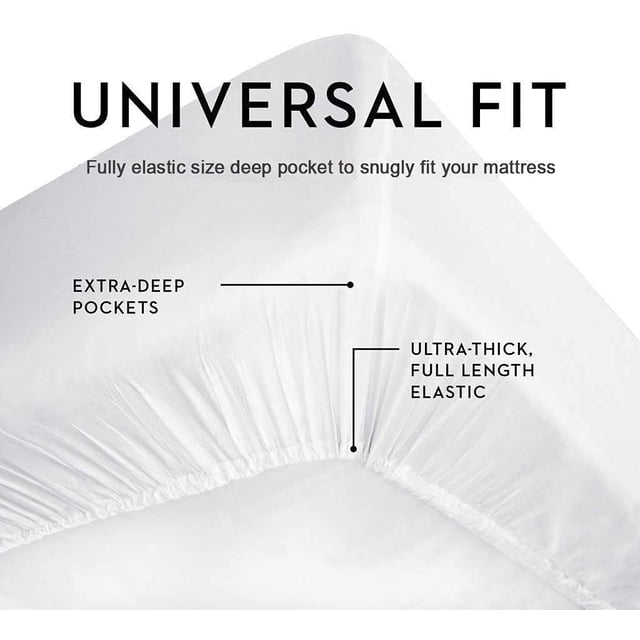 1100 Thread Count 3 Piece (1- Fitted Sheet + 2- Pillow cover) 18 Inch Deep Pocket 100% Egyptian Cotton Solid Pattern