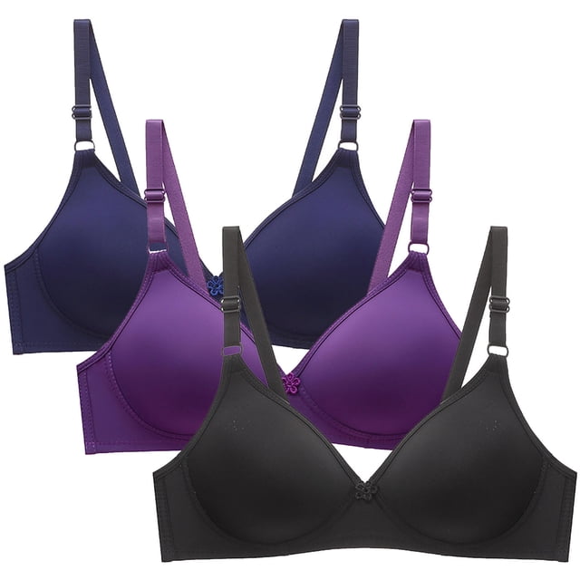 Aboser Womens Lightly Wireless Bras 3 Pack Smooth T-shirt Bra Body Hugging Lift Up Bralettes Full Coverage Support Bra Stretch Fit Everyday Bralettes