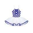 thumbnail image 3 of RUNQHUI Robe de Danse Ballet de Noël pour Filles, Justaucorps Sans Manches à Rayures, Jupe Tutu en Maille, Tenue de Danse de Noël Bleue 16, 3 of 5